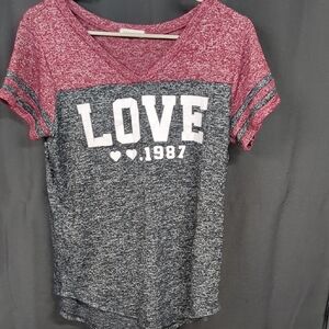 Love Heathered Red and Black Short Sleeve Tee